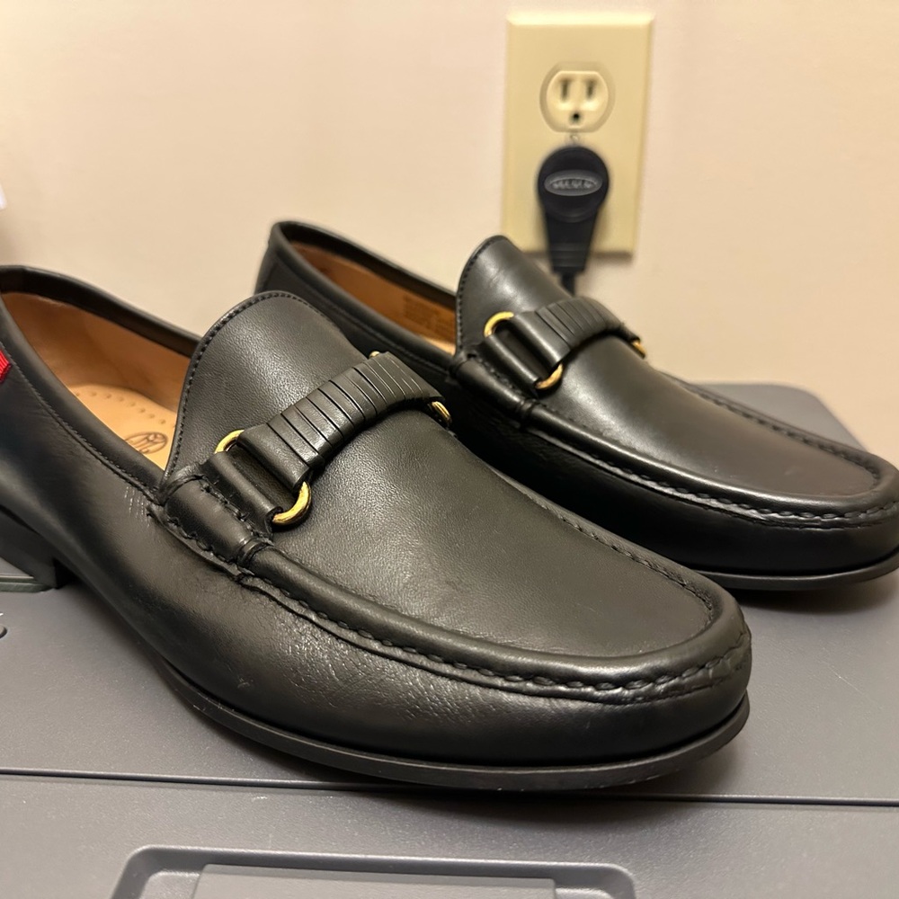 Marc Joseph Black Leather Loafers with Gold Accents (New!!)